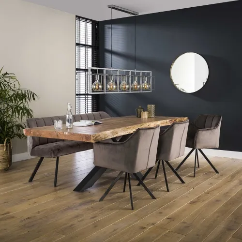 Esszimmerbank Muda | Samt | 180cm | anthrazit