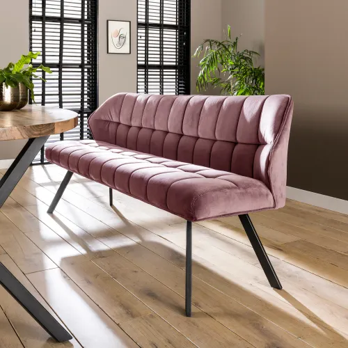 Esszimmerbank Muda | Samt | 180cm | rosa