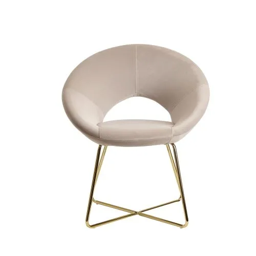 Esszimmerstuhl Julea | mit goldenen Beinen | samt | beige