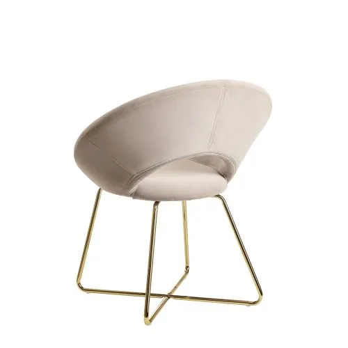 Esszimmerstuhl Julea | mit goldenen Beinen | samt | beige