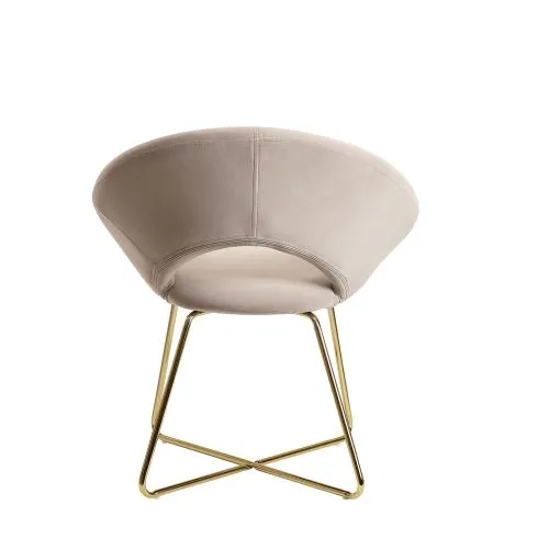 Esszimmerstuhl Julea | mit goldenen Beinen | samt | beige