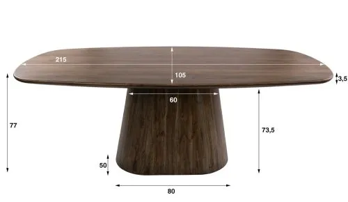 Esszimmertisch Gloria | oval | 180/215cm | Akazie massiv | braun | verschiedene größen