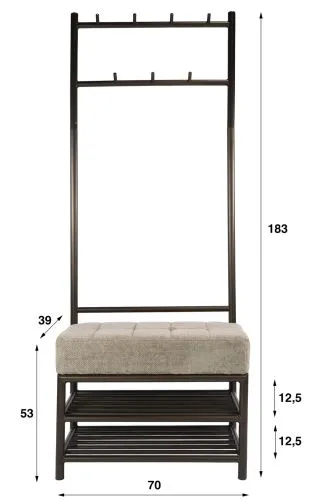 Garderobe Garderobenbank Shio 70cm | Drift brown