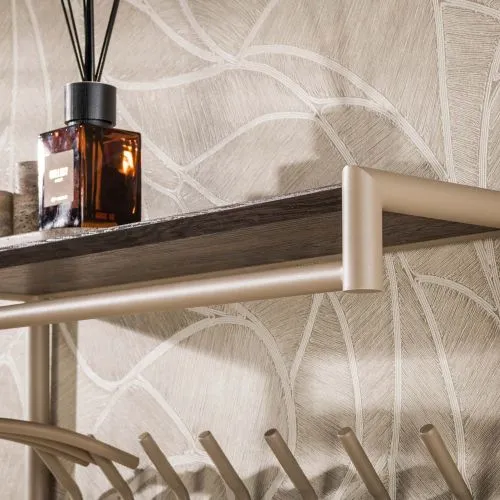 Garderobe Wandgarderobe Stamp | 2x7 Haken | Metall | beige