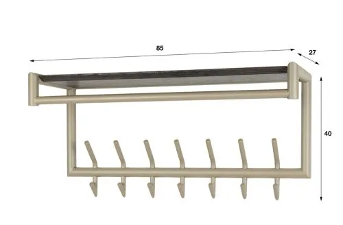 Garderobe Wandgarderobe Stamp | 2x7 Haken | Metall | beige