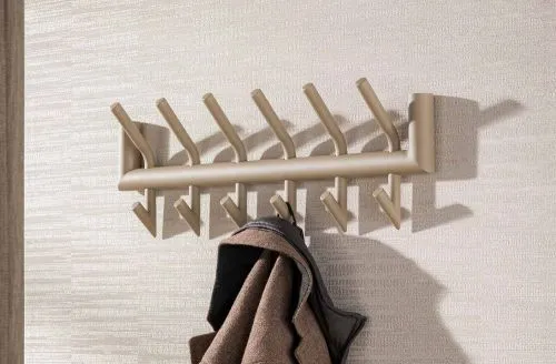 Garderobe Wandgarderobe Torino | 2x6 Haken | Stahl | beige