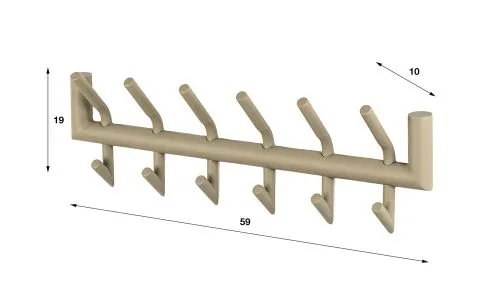 Garderobe Wandgarderobe Torino | 2x6 Haken | Stahl | beige