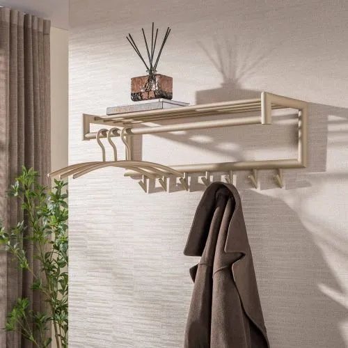 Garderobe Wandgarderobe Torino | mit Hutablage & Kleiderstange | Stahl | beige