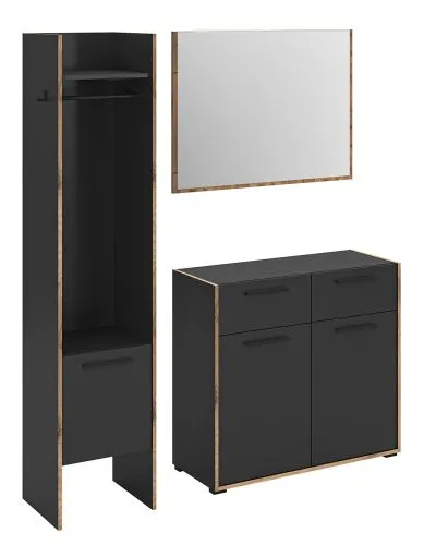 Garderoben-Set Bueno | Basalt grau / Nox Oak | 3-teilig