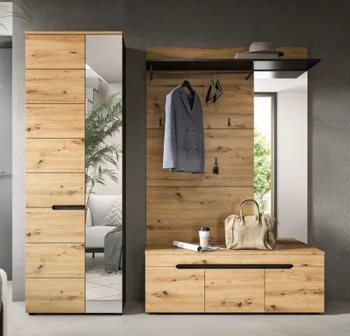 Garderoben-Set Canu 1 Basalt| grau / Artisan Eiche | 3-teilig ohne