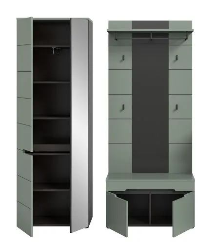 Garderoben-Set Canu 1 | Basalt grau / Smoke Green | 3-teilig