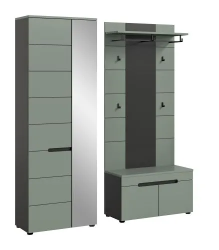 Garderoben-Set Canu 1 | Basalt grau / Smoke Green | 3-teilig mit Sitzkissen