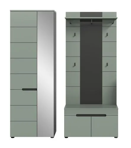 Garderoben-Set Canu 1 | Basalt grau / Smoke Green | 3-teilig mit Sitzkissen