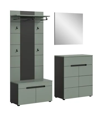 Garderoben-Set Canu 1 | Basalt grau / Smoke Green | 4-teilig ohne