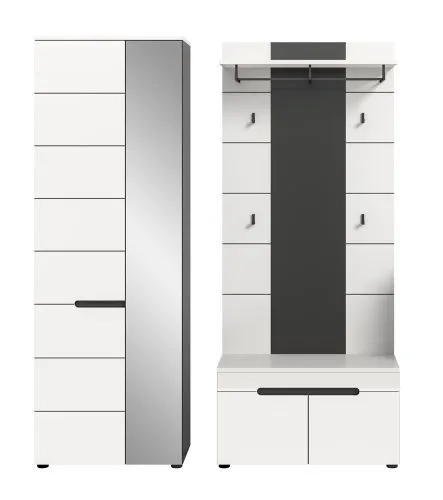 Garderoben-Set Canu 1 | Basalt grau / Weiß | 3-teilig mit Sitzkissen