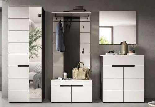 Garderoben-Set Canu 1 | Basalt grau / Weiß | 5-teilig mit Kissen