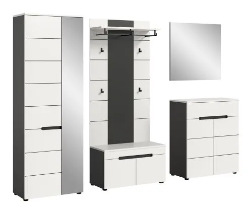 Garderoben-Set Canu 1 | Basalt grau / Weiß | 5-teilig mit Kissen