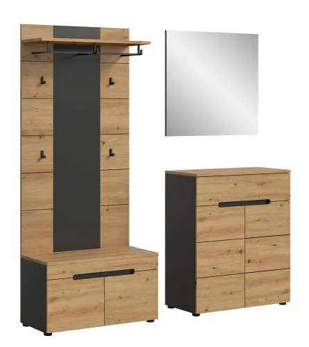 Garderoben-Set Canu 1 | grau / Artisan Eiche | 4-teilig