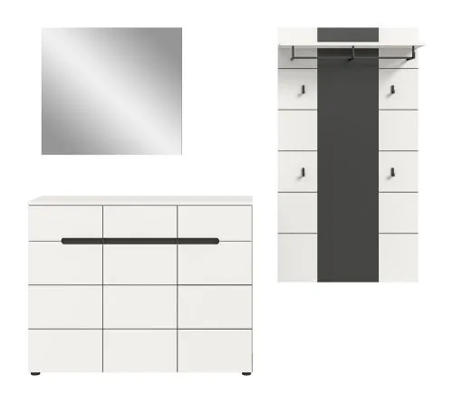 Garderoben-Set Canu 2 | Basalt grau / Weiß | 3-teilig