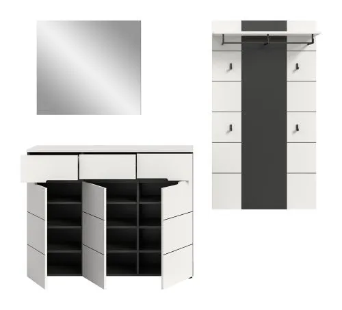 Garderoben-Set Canu 2 | Basalt grau / Weiß | 3-teilig