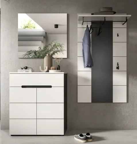 Garderoben-Set Canu 3 | Basalt grau / Weiß | 3-teilig