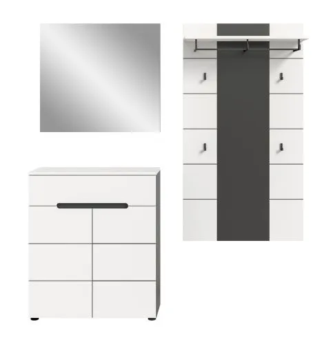 Garderoben-Set Canu 3 | Basalt grau / Weiß | 3-teilig