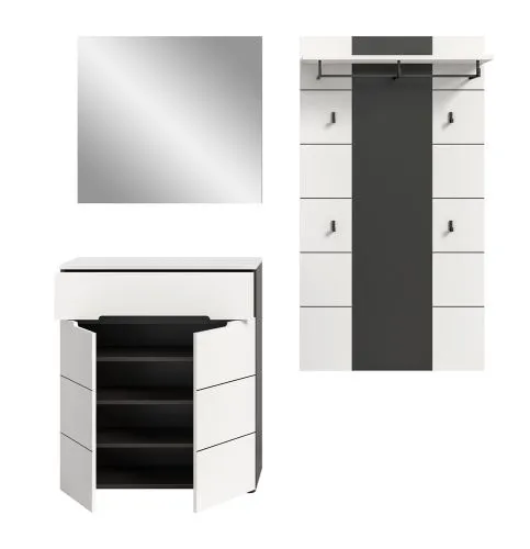 Garderoben-Set Canu 3 | Basalt grau / Weiß | 3-teilig