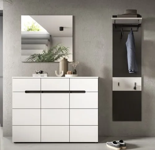 Garderoben-Set Canu 4 | Basalt grau / Weiß | 3-teilig