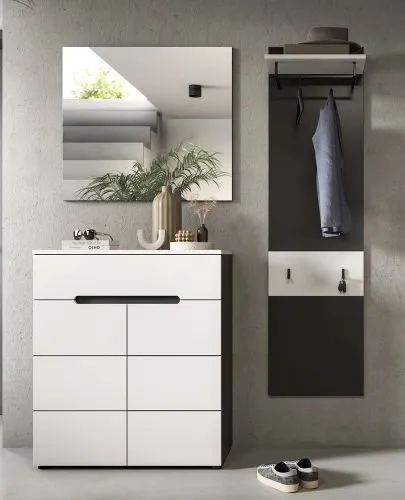 Garderoben-Set Canu 5 | Basalt grau / Weiß | 3-teilig