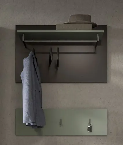 Garderoben-Set Canu | Basalt grau / Smoke Green | 3-teilig mit Sitzkissen