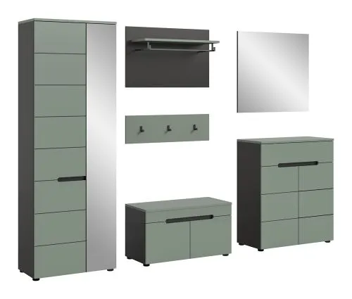 Garderoben-Set Canu | Basalt grau / Smoke Green | 5-teilig ohne