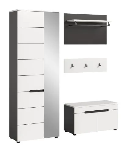 Garderoben-Set Canu | Basalt grau / Weiß | 3-teilig