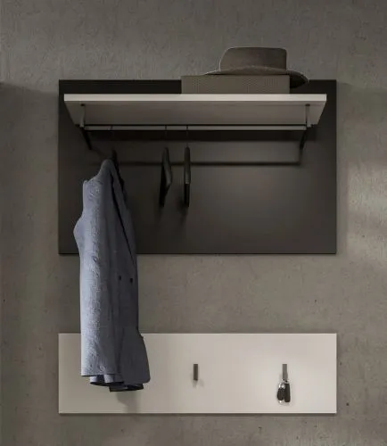 Garderoben-Set Canu | Basalt grau / Weiß | 3-teilig mit Sitzkissen