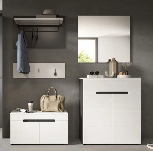 Garderoben-Set Canu | Basalt grau / Weiß | 4-teilig