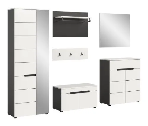 Garderoben-Set Canu | Basalt grau / Weiß | 5-teilig