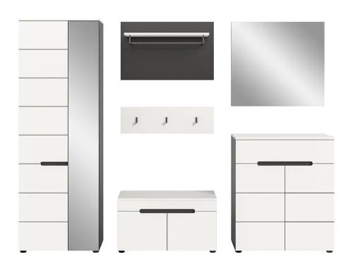 Garderoben-Set Canu | Basalt grau / Weiß | 5-teilig