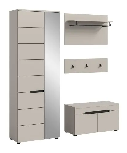 Garderoben-Set Canu | Kaschmir / Basalt grau | 3-teilig mit Sitzkissen