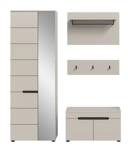 Garderoben-Set Canu | Kaschmir / Basalt grau | 3-teilig ohne Sitzkissen