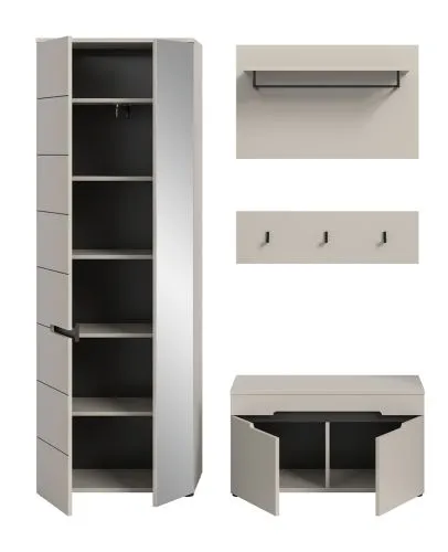 Garderoben-Set Canu | Kaschmir / Basalt grau | 3-teilig ohne Sitzkissen