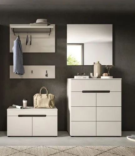Garderoben-Set Canu | Kaschmir / Basalt grau | 4-teilig mit Sitzkissen