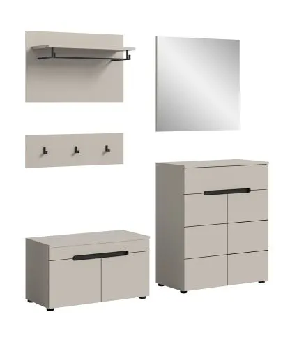 Garderoben-Set Canu | Kaschmir / Basalt grau | 4-teilig mit Sitzkissen