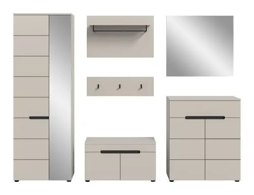 Garderoben-Set Canu | Kaschmir / Basalt grau | 5-teilig mit Kissen