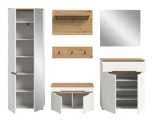 Garderoben-Set Canu | Weiß / Artisan Eiche | 5-teilig ohne Kissen