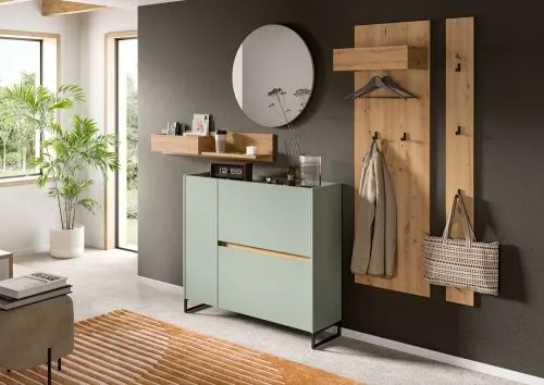 Garderoben-Set Drive 1 | Salbei / Artisan Oak | 5-teilig mit Beleuchtung