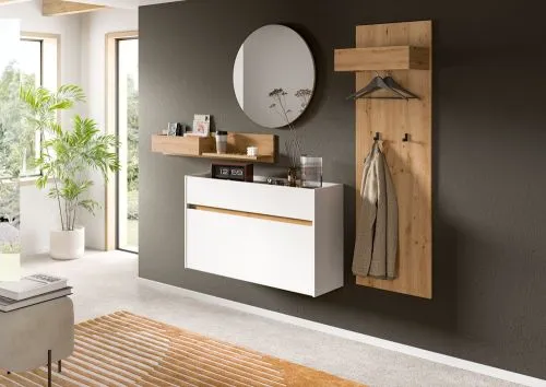 Garderoben-Set Drive 1 | weiß / Artisan Oak | 4-teilig ohne Beleuchtung