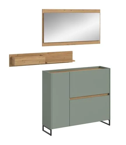 Garderoben-Set Drive 2 | Salbei / Artisan Oak | 3-teilig mit Beleuchtung