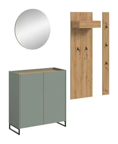 Garderoben-Set Drive 2 | Salbei / Artisan Oak | 4-teilig mit Beleuchtung