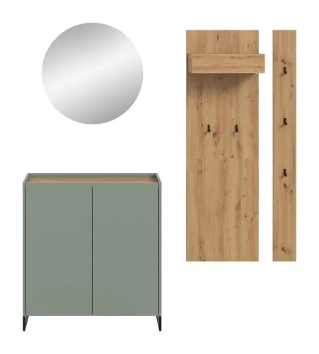 Garderoben-Set Drive 2 | Salbei / Artisan Oak | 4-teilig mit Beleuchtung