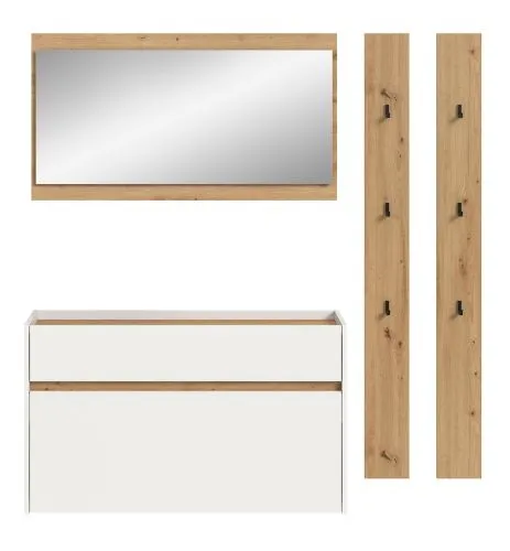 Garderoben-Set Drive 3 | weiß / Artisan Oak | 4-teilig mit Beleuchtung