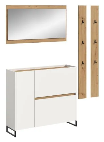 Garderoben-Set Drive 4 | weiß / Artisan Oak | 4-teilig mit Beleuchtung